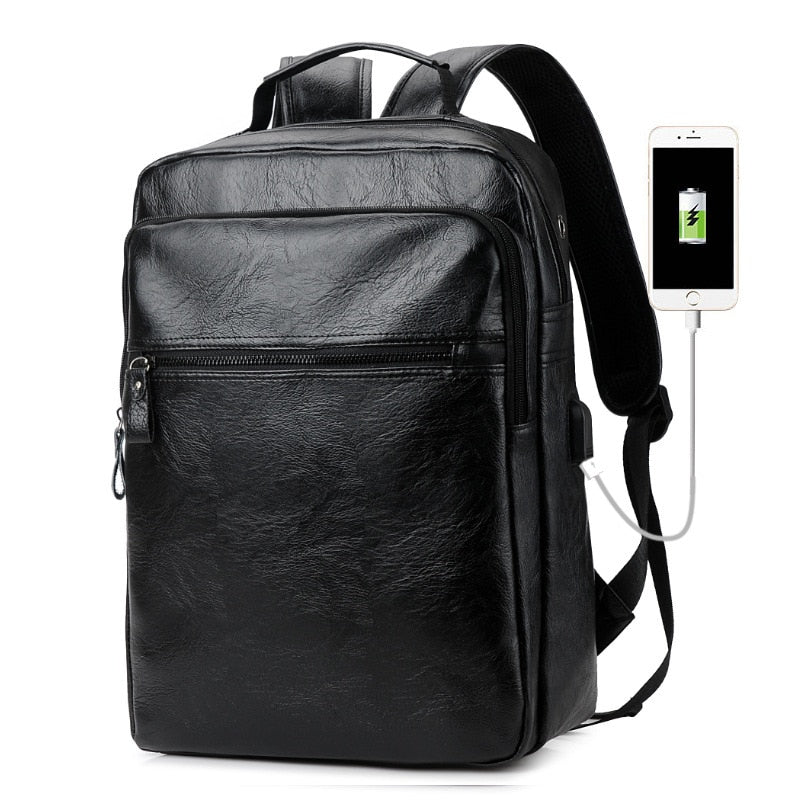 Solid Color Business Backpack With Usb Port