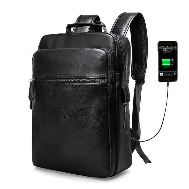 Solid Color Business Backpack With Usb Port