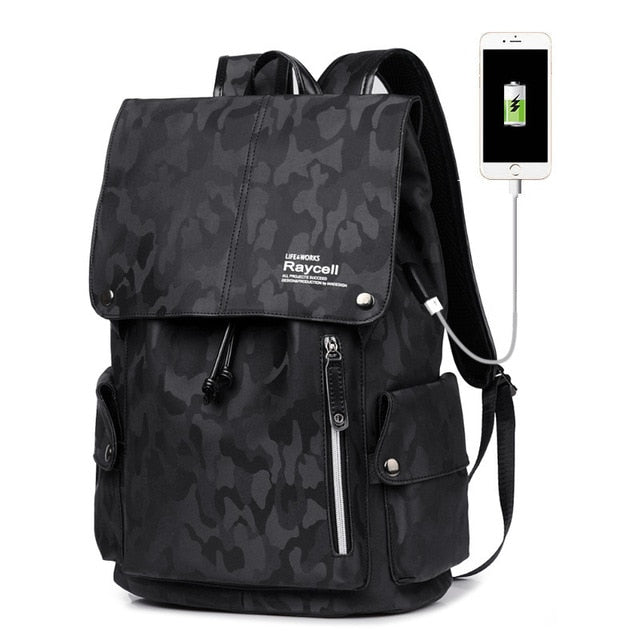 Camouflage Backpack With Usb Port